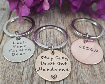 Murderino Keychain Stay Sexy Don't Get Murdered Keychain Feminist Keychain MFM My Favorite Murder SSDGM True Crime Gift for Her