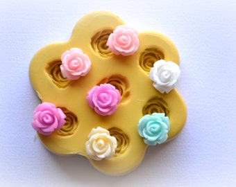 0841Silicone Rubber Flexible Mold Mould Tiny Roses Resin Polymer Clay Fondant Chocolate Candy Kawaii Handmade Mold Flower
