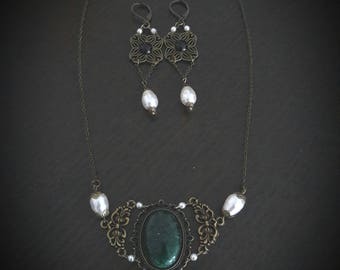 Set necklace and earrings Victorian earrings