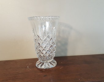 Vintage Cut Crystal Vase, Vintage Crystal Glass Vase, Tall Footed Crystal Vase, Lovely Facets