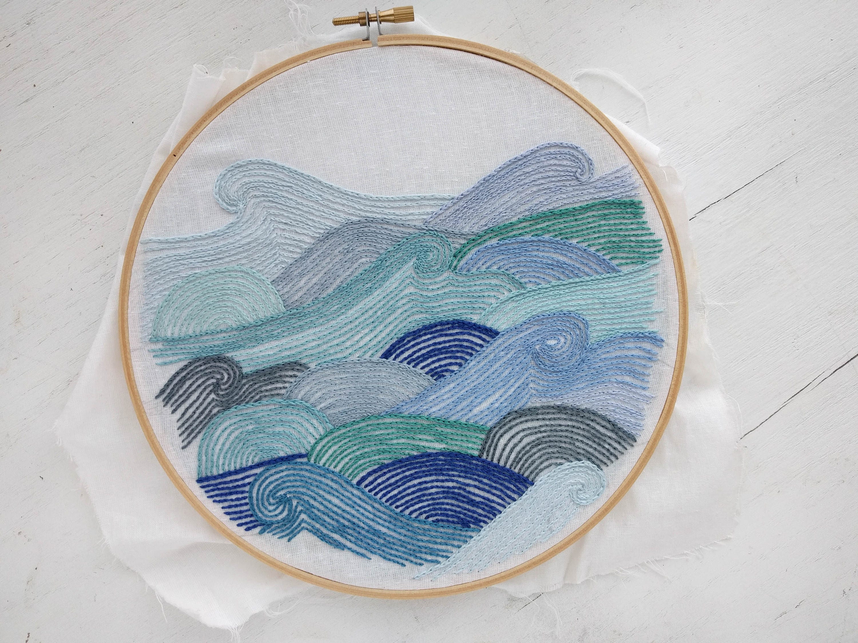 Hand Embroidery Pattern // Ocean Waves // DIY Hoop Art