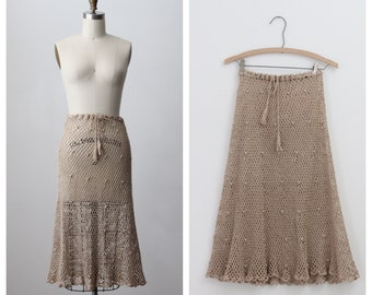 Vintage Cafe au lait crochet skirt
