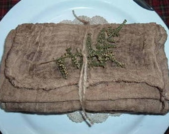 Tea Walnut Ink Stained Grungy Cloth Americana Primitive Craft Supply