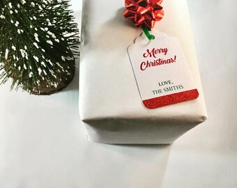 Personalized Christmas Tags - Holiday Gift Tags - Christmas Gift Tags - Glitter Gift Tags - Christmas Tags - Custom Christmas Gift Tags