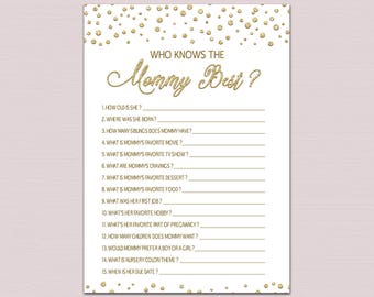 Instant mommy quiz baby shower games EDITABLE template