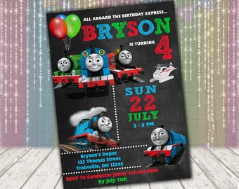 Thomas & Friends Chalkboard Birthday Invitation | Thomas the Train Chalkboard invite - Personalized Printable Digital File