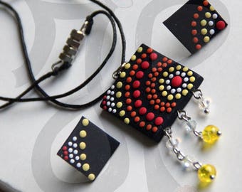 Parure with earrings and ethnic necklace