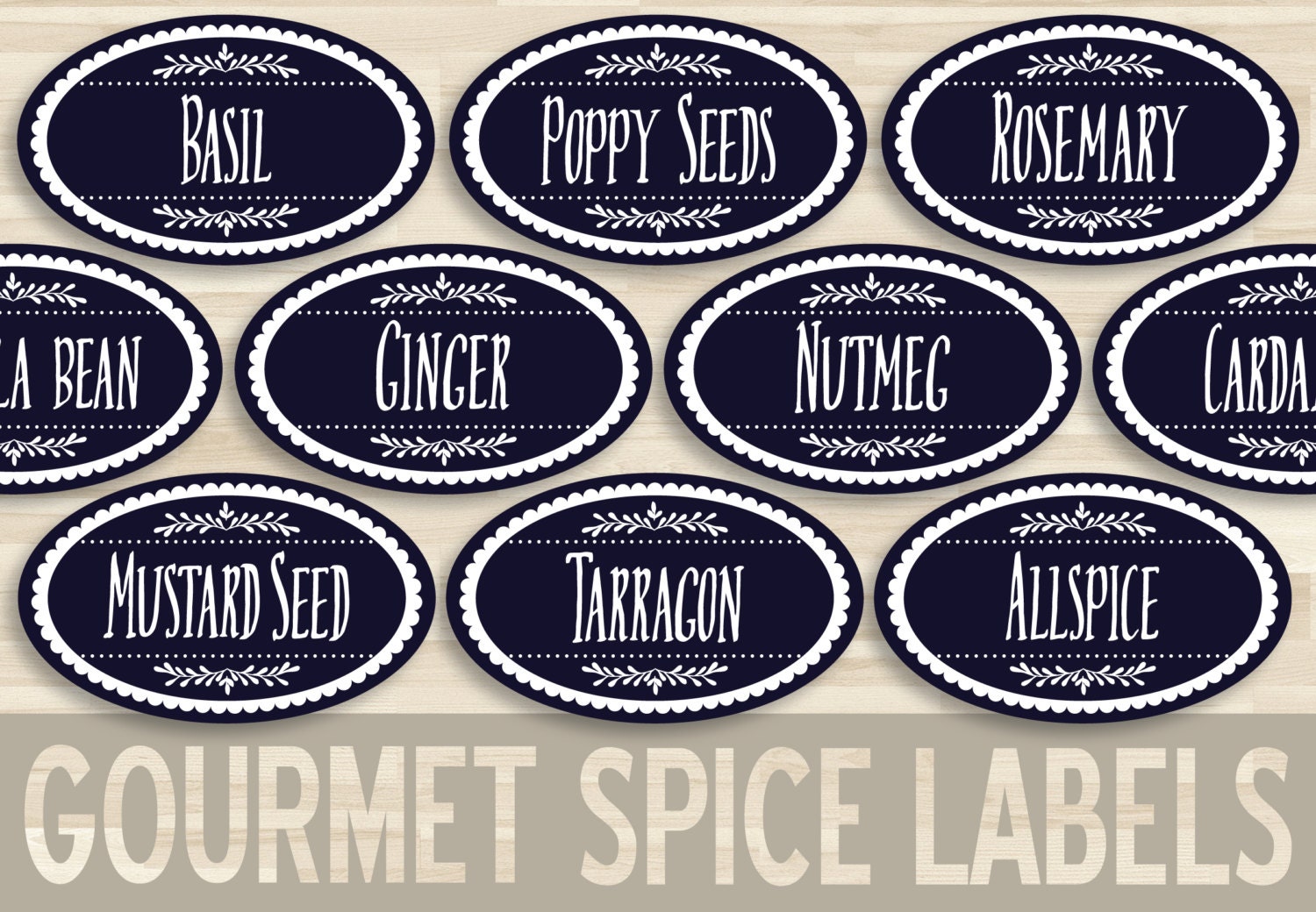 printable spice labels 15x25 oval sticker pantry