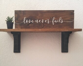 love never fails rustic wedding decor - 1 Corinthians 13 - Mother's Day gift for her