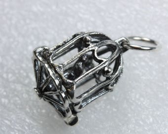 Sterling Silver Bird Cage Pendant