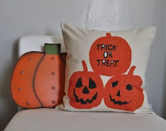 Pumpkin, Trick or treat pillow, Halloween Decor, Fall pillow, halloween, halloween pillow, Welcome pillow