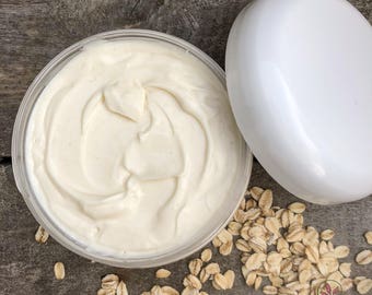 Oat milk body lotion, light cream, lavender hydrosol, cacao & shea lotion, without essential oils, sensitive/dry skin lotion, body cream