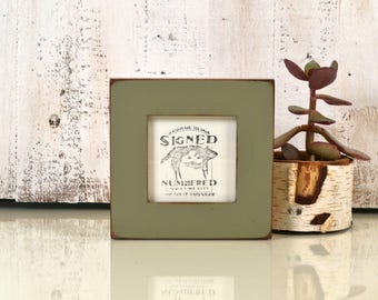 4x4 Square Picture Frame in 1.5 inch Standard Style on Alder with Vintage Old Green Finish - IN STOCK - Same Day Shipping Frame Green 4 x 4"