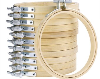 Caydo 4 Inch Round Embroidery Hoop Bulk Wholesale 12 Pieces Bamboo Circle Cross Stitch Hoop Ring