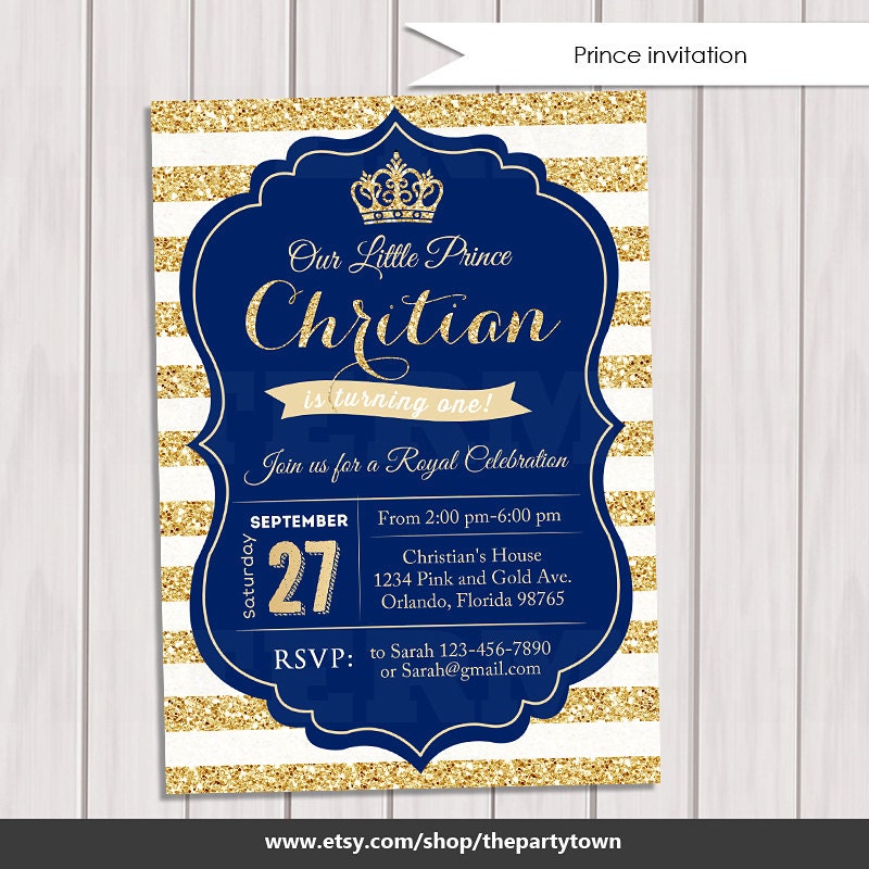 Royal Blue And Gold Birthday Invitations 5