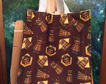 Brown reusable Dr Who Dalek cloth shopping bag