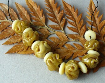 Lampwork beads/SRA lampwork/beads/glass beads/organic/nuggets/ ivory/