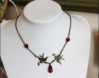 Collier style Pin-un Rockabilly "Oiseaux "