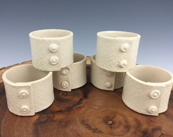 Napkin Rings, Napkin Holders, Set of 6, Handmade, Ceramic, Pottery