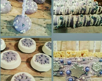 4 dz winter wonderland party pack Christmas desserts snow princess party favors made n your choice of color