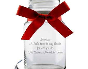 Engraved Glass Candy Jar