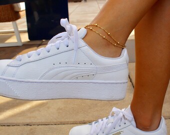 Layered Anklet / Double Triple Layered Gold Chain Anklet / Satellite Chain Anklet / Dainty Gold Anklet / Delicate Anklet / Beach Anklet