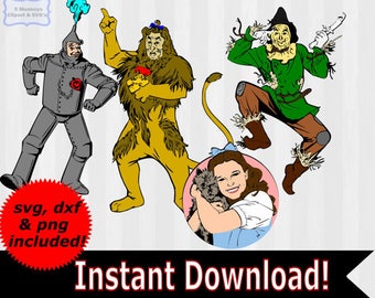 Wizard of Oz clipart, Wizard of Oz SVG, svg files, wizard of oz dorothy, cowardly lion,birthday, dxf, files for silhouette, files for cricut