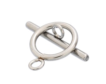 10 Sets Stainless Steel Silver Metal Circle Toggle Clasps, non-tarnish clasp, Plain Simple Design, (20pcs) fcl0225