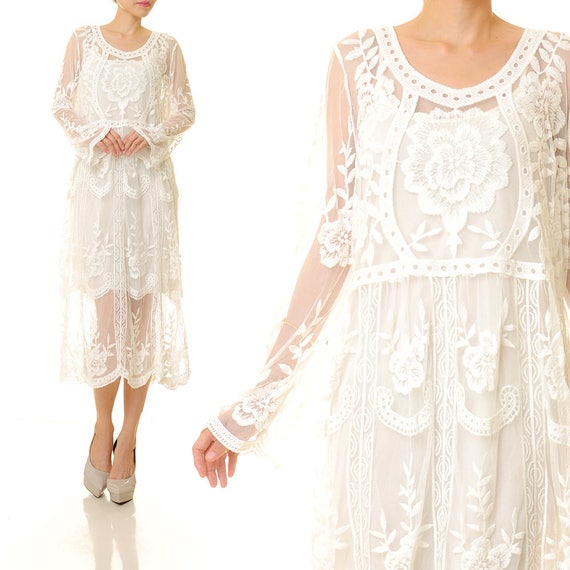 Boho Lace Dress Bohemian Lace White Lace Wedding Dress