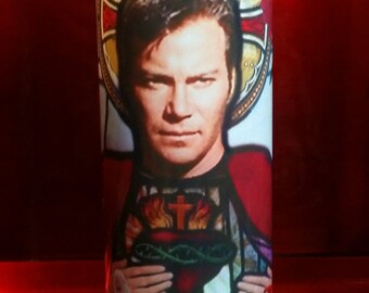 Capt Kirk - Star Trek - William Shatner - Celebrity Saint Prayer Candles - Church Window frame