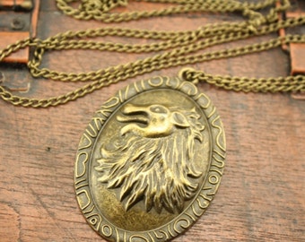 the Game of Thrones Cersei Lannister lion necklace bronze steampunk jewelry ,Victorian Jewelry,Hairstylist Christmas jewelry C234N_B