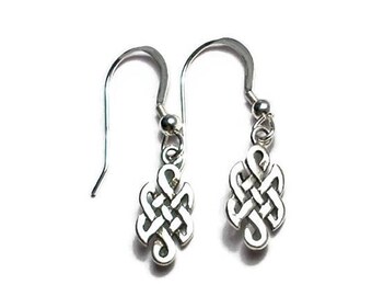 Small Celtic Knot Earrings Sterling Silver Lightweight Dangle Style in Gift Boxed
