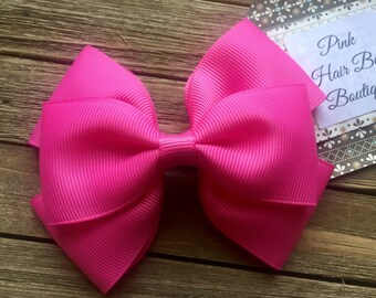 Pink hair bow , 4 inch hair bow , pink boutique hair bow , toddler hair bow , hair bows for girls