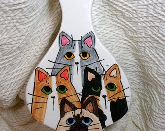 Cat Quartet Vase Ceramic Original Design Kiln Fired Signed Handmade by GMS