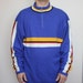 Vintage 80's Tyrolia Sweater Vintage Unisex Jumper Color Blue White Red Black Yellow Horizontal Chest Stripe Ski Sweater Activewear Sz Large