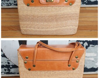 1950s Straw Handbag // Cape Cod Shore Large Straw Bag // vintage 50s handbag