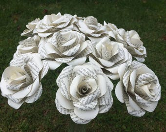 12 long stem book paper flowers perfect for arrangements home decor wedding anniversary gifts bouquet storybook roses