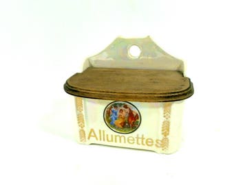Vintage Ceramic Match Box, 1920s 1930s Allumettes Box, Ditmar Urbach Ceramic, French Kitchen Decor
