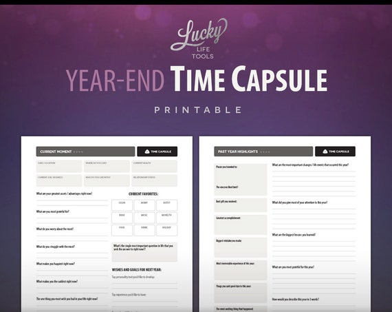 Year-end TIME CAPSULE, 2-page CLUB pdf Printable, 8.5 x 11 (Letter Size)