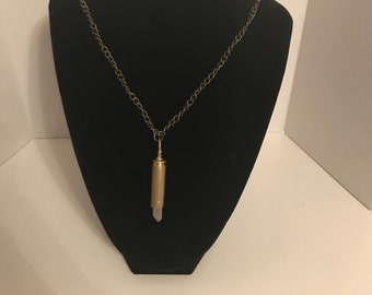 Bullet Pendant with pink crystal