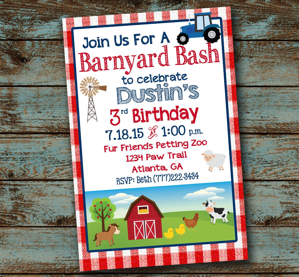 Barnyard Bash Birthday Invitation Farm Birthday Party Farm