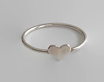 Heart ring, sterling silver, silver heart, stacking ring, thin ring, promise ring