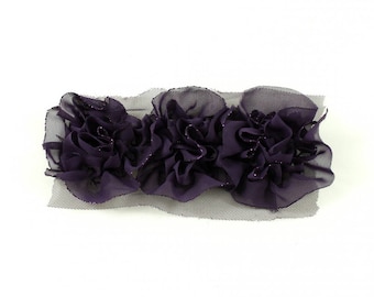 Fabric flower synthetic purple sewing or craft, 14 x 5cm
