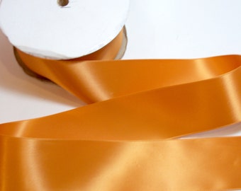 Orange Ribbon, Offray Pumpkin Satin Ribbon 2 1/4 inches wide x 10 yards, Double-Face, SECOND QUALITY FLAWED