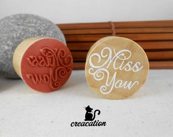 "Miss You" stamp, wooden + foam + rubber