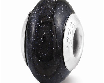 Sterling Silver Blue Sand Stone Bead