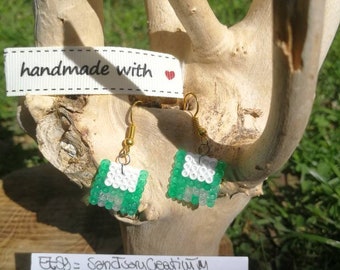 Green Floppy Disk Beads Earrings