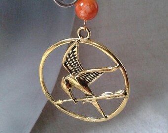 Earrings "golden bird and Pearl"