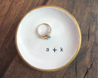 Ring holder, Ring dish, Wedding ring dish, engagement ring holder, Engagement Gift, Wedding Gift, Black, White, Gold, Made to Order