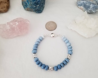 Peruvian Blue Opal And .925 Sterling Silver Bracelet With Sterling Silver Magnetic Clasp